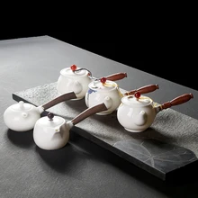 Короткие керамические, белые фарфоровые изделия, винтажный чайный горшок, Офисная чайная посуда, домашняя чайная церемония, винтажный узор, Пуэр Улун, чайный чайник, отправленный другу