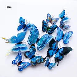 Elegant 3D Butterfly Wall and Fridge Décor Set - 12-Piece Double Layer Design for Home or Wedding Decor (Blue)