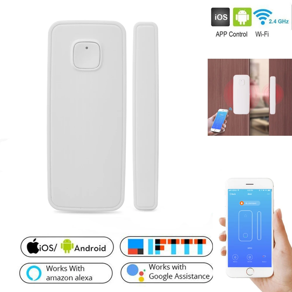 Домашняя дверь/окно детектор WiFi приложение уведомления оповещения на батарейках домашний датчик безопасности Работа с Alexa Echo Google Home