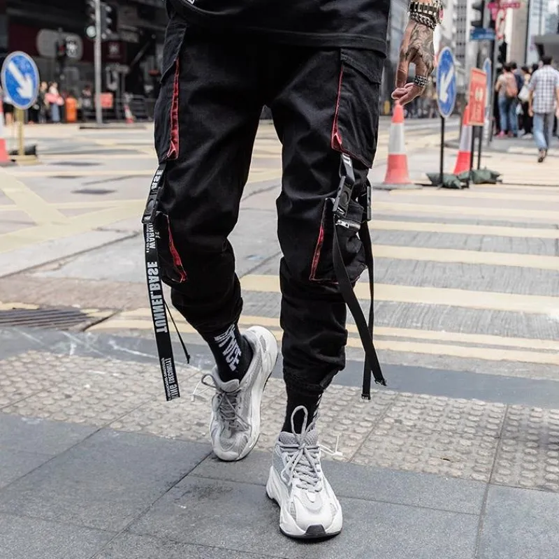 black and red cargo pants