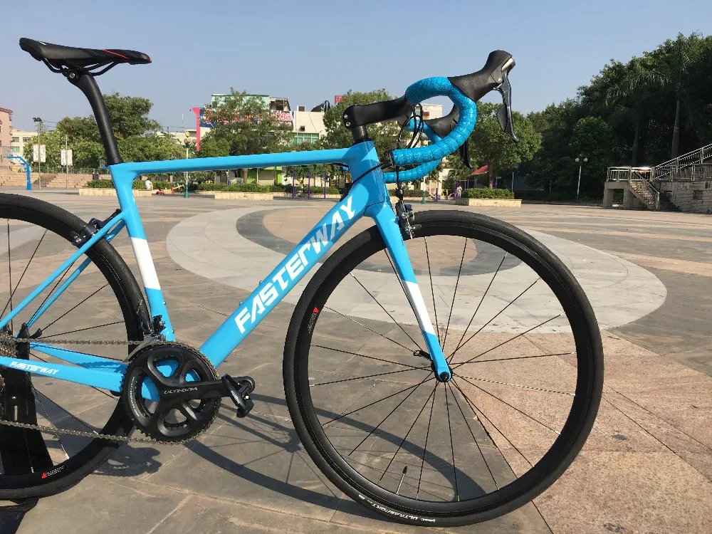 Top 700C carbon Road Complete Bike 22 Speed 105 5800 Groupset TAIWAN brand light blue sky FASTERWAY CLASSIC D brake 49/52/54/56/58 27