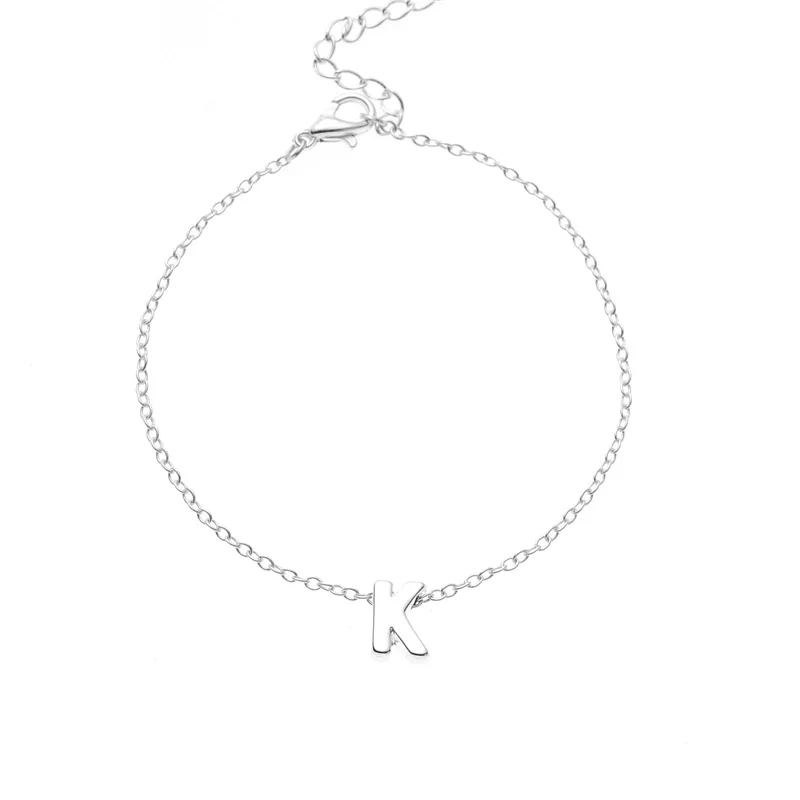 

New Hot Customized Personalized Initial Letter Bracelet Charm for Women Girl Fashion Silver Gold color Girl Chain Letter Char