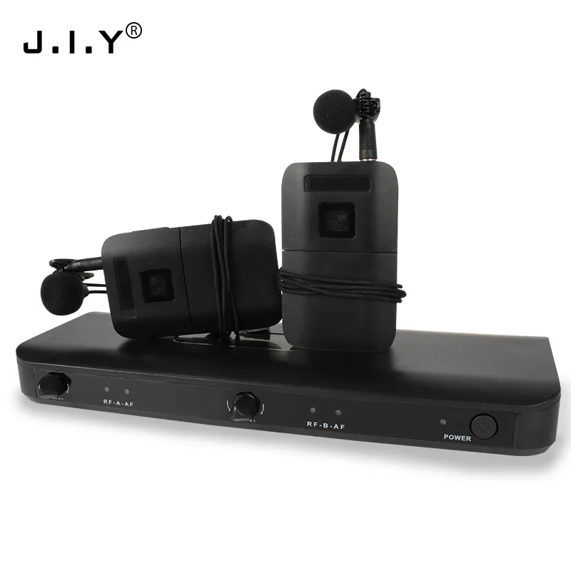 Wireless collar clip microphone VHF 2 channels wireless microphone