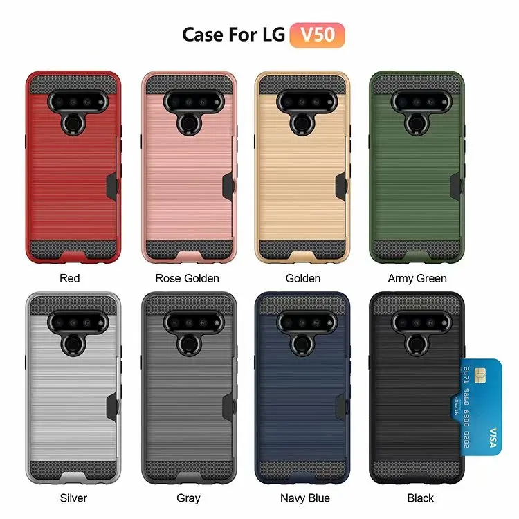 

UYFRATE Slim Hybrid Brushed Slide Card Slot Case Funda For LG V50 G8 ThinQ V40 G7 V30 Stylo 3 LV5 LV3 G6 V20 V10 LS775