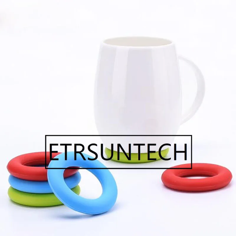 

50sets 6pcs/set Creative Round Donut Silicone Mat Coasters Cute Doughnut Placemat Cup Mat Home Table Decoration