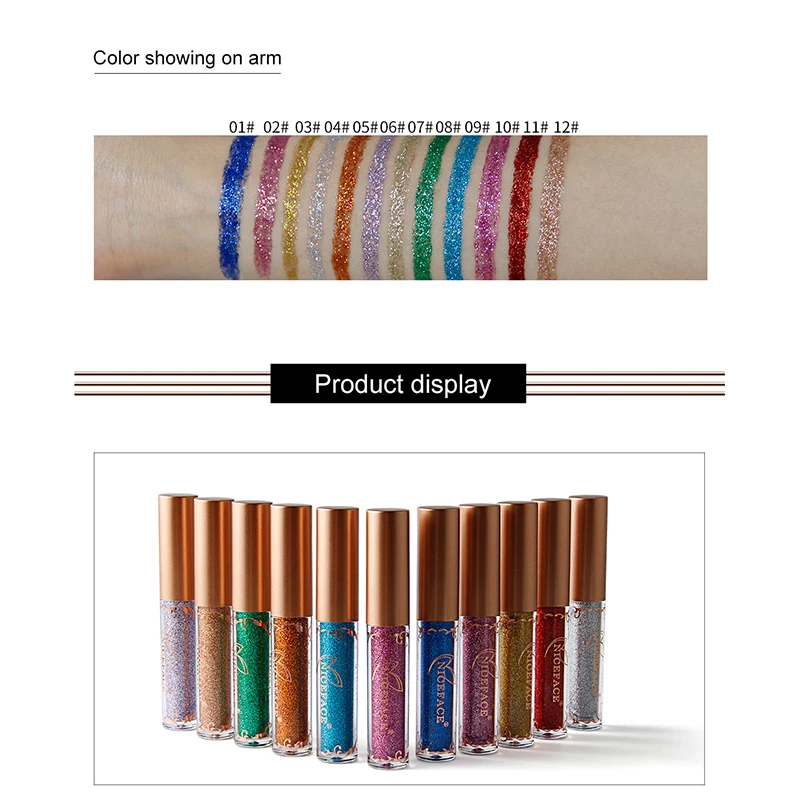 

NEW brand Gold Glitter Eyeliner Eyeshadow For Easy to Wear Waterproof Liquid Eyeliner Beauty Eye Liner Makeup nice face