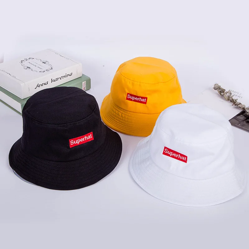 

High Quality Brand SUPERHAT Letter Hip Hop Cap 100% Cotton Bucket Hat For Adult Men Women Leisure Hat Soft Garros YY164