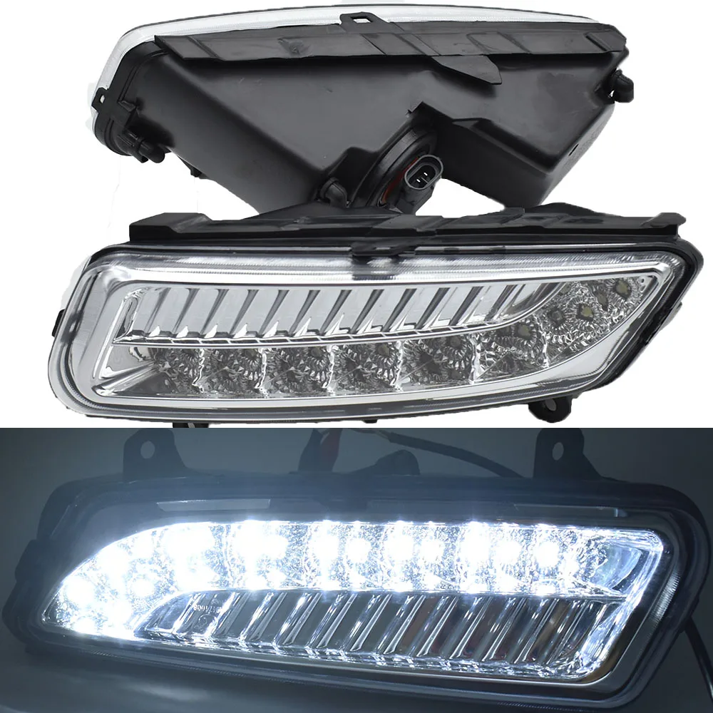  2PCS LED Left Right Front Lower Bumper Fog Lights Assembly for 2009-2013 V W Polo MK5 6R/6C Facelif - 32989033042
