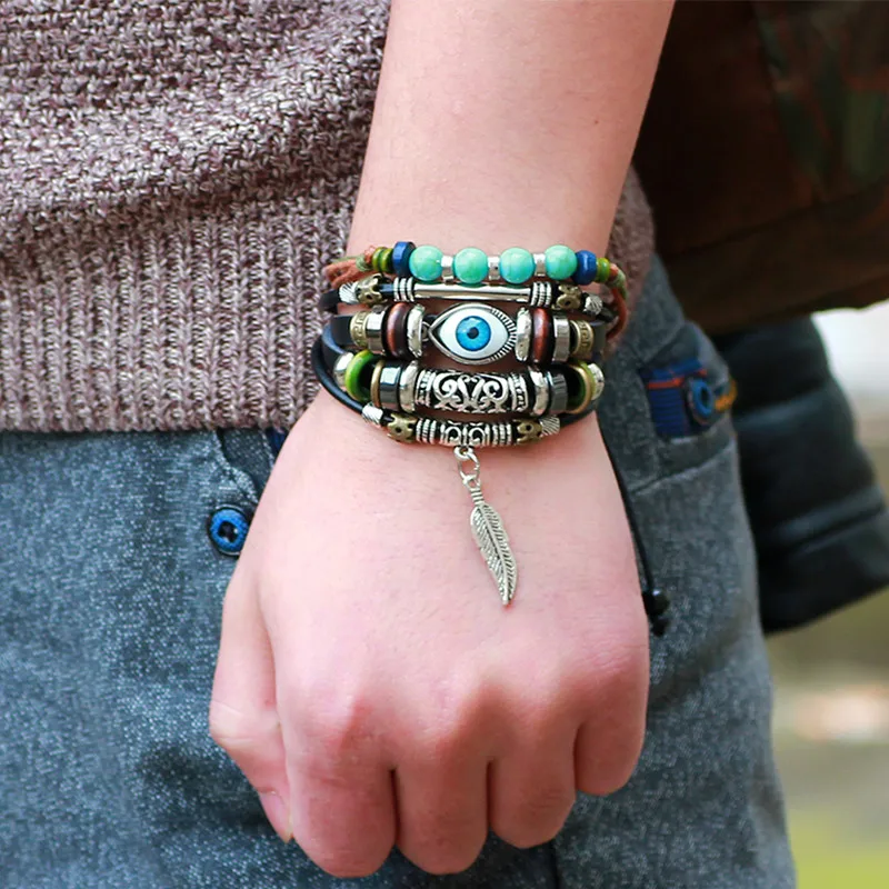 Mdiger-Brand-Men-Jewelry-Bracelets-Brown-Leather-Buckle-Strap-Multilayer-Evil-Eye-Beads-Bracelets-for-Men