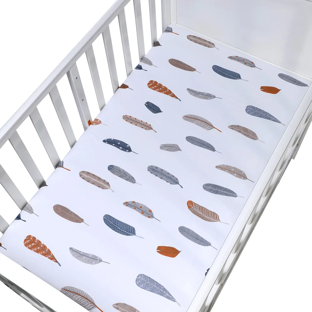 Soft Breathable Newborn Baby Crib Fitted Sheet Baby Bed Mattress Cover Potector Cartoon Newborn Bedding For Cot Size 120*65cm