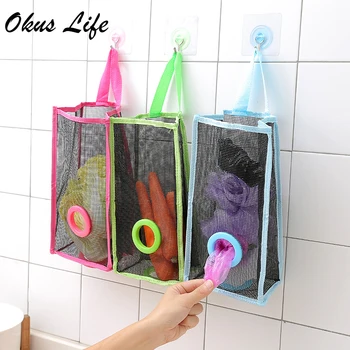 

5PCS 10PCS Kitchen Garbage Bags Hanging Storage Mesh Bag Convenient Extraction Storage Bag Organizer Take in Basket Large Small
