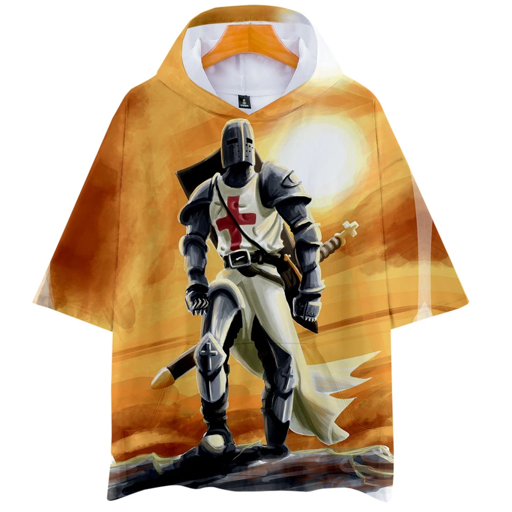 

Knights Templar 2019 Kpop New 3D short-sleeved hoodie Sweatshirt summer Fashion HIP HOP trend short sleeve sweatshirt