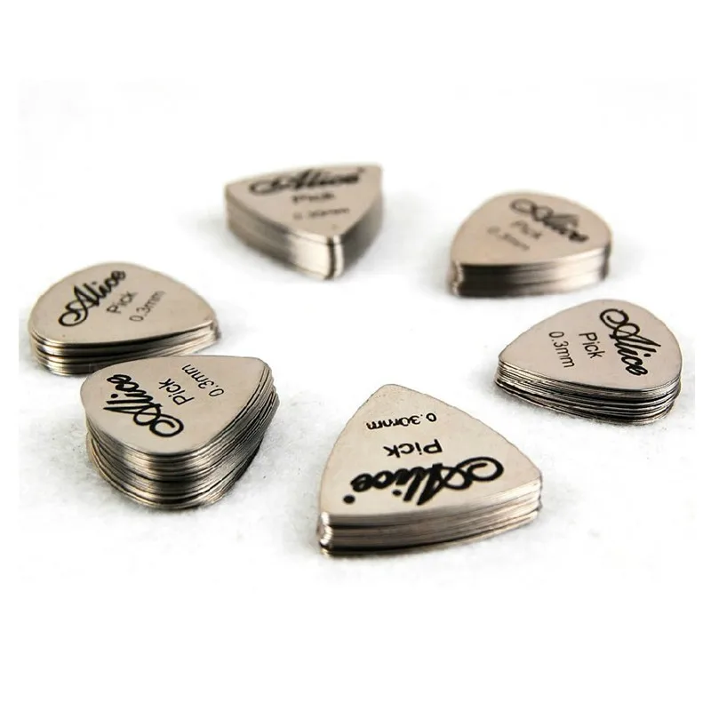 30pcs/lot Alice 0.3mm Guitar Picks Plectrum Stainless Steel Metal