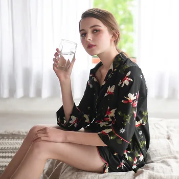 

Sleepwear Women's Pyjamas Summer Loose Outside Casual Korean Version Thin Home Suit Pajamas for Women Chiffon Two-piece Suit