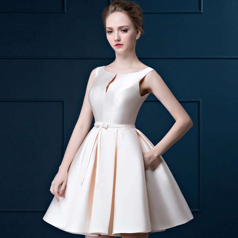 Cocktail Dress Suosikki New Fashion Fuchsia Vestido De Noiva Short Design Champange Color Lace Up Bridal Party Cocktail Dress