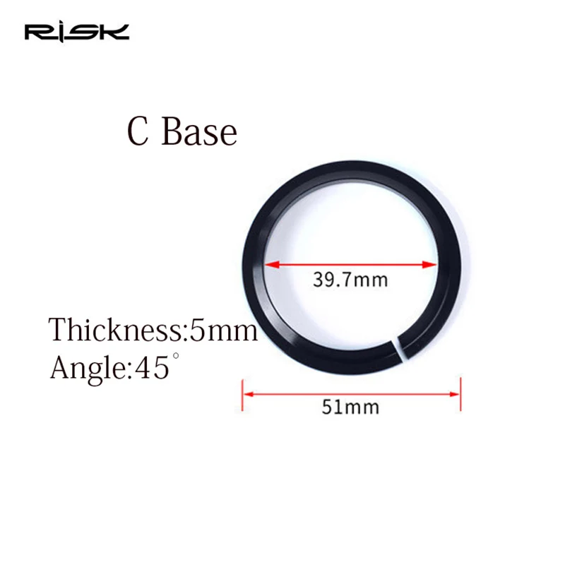 Risk 41.8-52mm Bicycle Headset Base MTB Road Bike Front Fork Base Spacer Crown Race for 28.6mm Straight Fork / 1.5 Tapered Fork