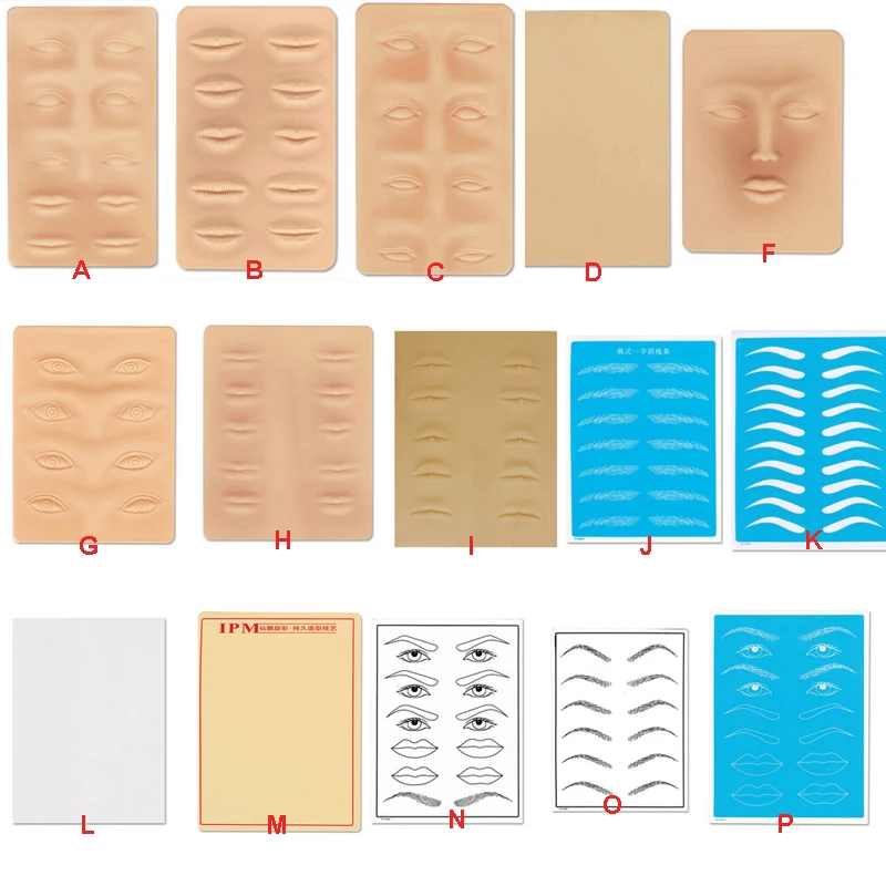 

3D Silicone Tattoo Practice Skin Sheet for Eye Eyebrow Lip Face Cosmetic Blank Training Skin for Permanent Makeup Microblading