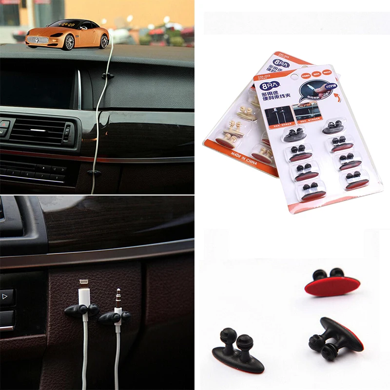 

8 Pieces One Card High Quality New Design Car Navigation Charger Line Clip Headset Clamp Line Deduction Color Black or Beige