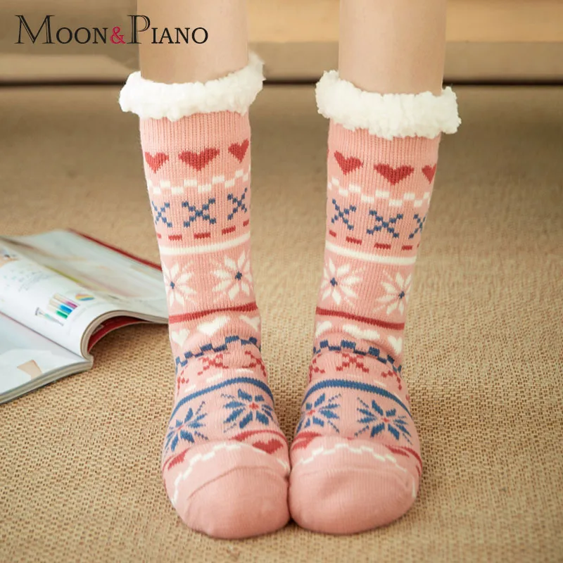 

New Women's Clothing Fun Casual Cute Winter Warm High Quality Soft Bottom Christmas Cartoon Print Pink Cat Love Fashion socks