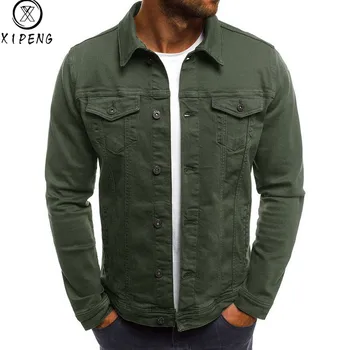 

2018 Men's Denim Jacket high quality fashion Jeans Jackets Slim fit casual streetwear Vintage Mens jean clothing Plus Size M-3XL