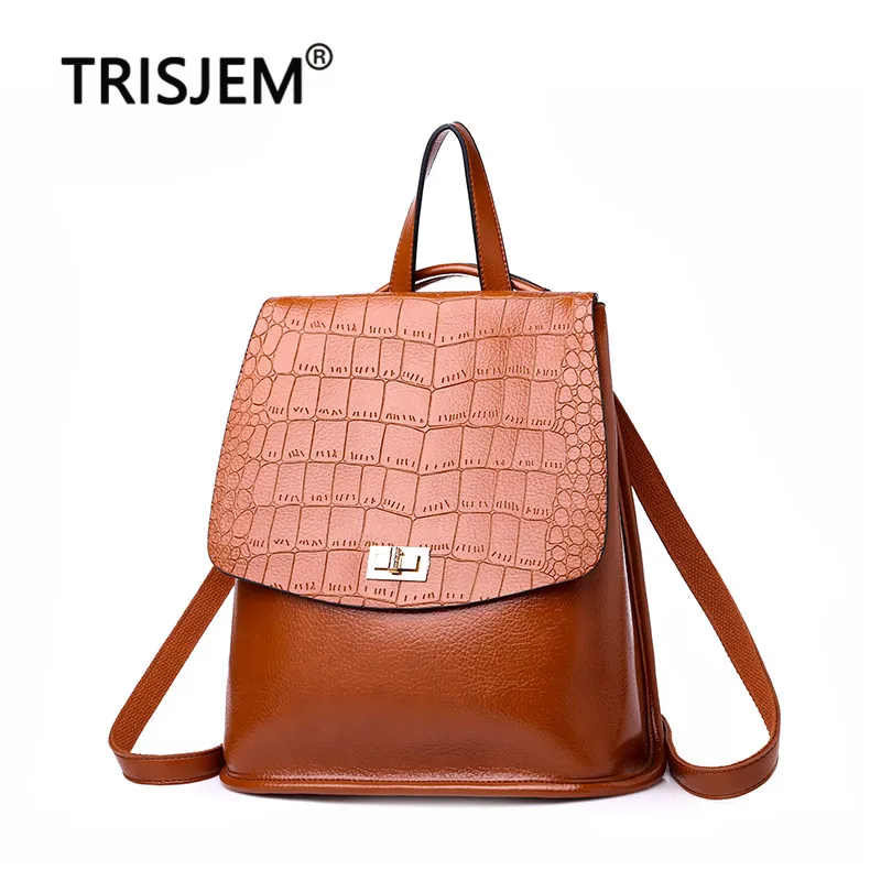 

Crocodile Pattern Vintage Female Shoulder Bag Sac A Dos Travel Ladies Bagpack PU Leather Women Backpack Black Sac A Dos Femme