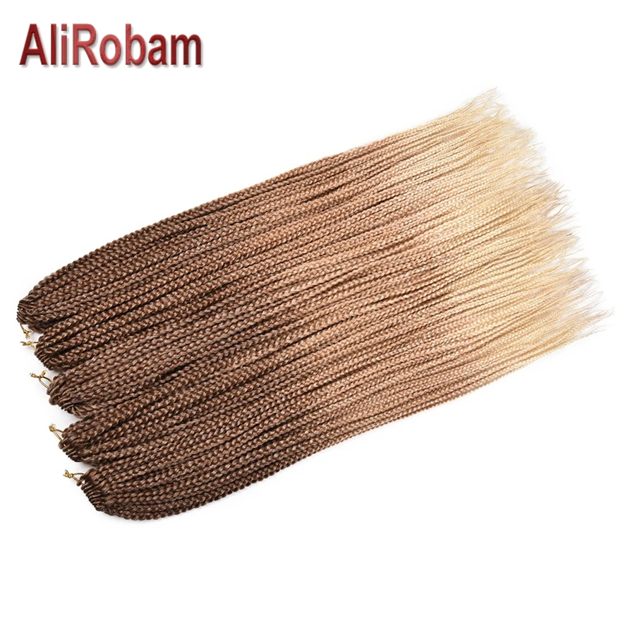 AliRobam маленькая коробка косички крючком волосы синтетические косички из волокна коричневый серый Омбре плетение волос для наращивания 22 корня/упаковка