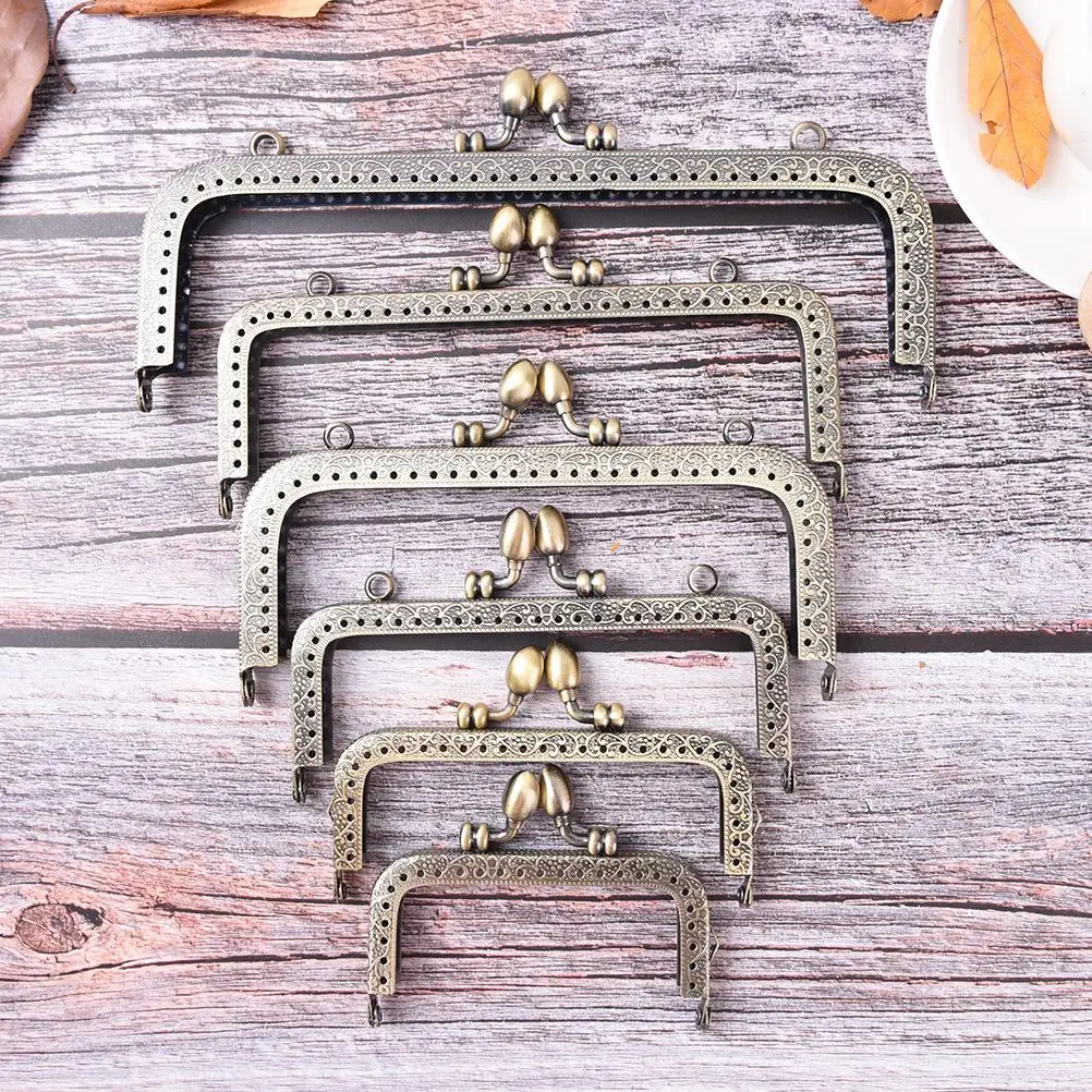 

1Pcs Bronze DIY Purse Handbag Handle 8.5/10.5/12.5/15/16/18/20cm Coins Bags Metal Kiss Clasp Lock Frame New Fashion Handle