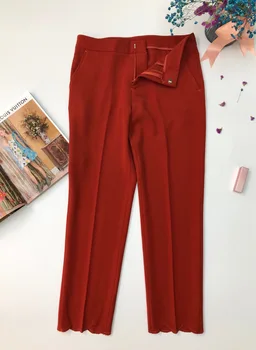 

Women Suit Pants Opening Slim Fit Wave Leg Casual Office Lady Trousers