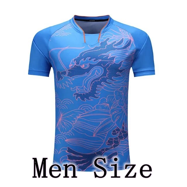 Спортивная одежда, быстросохнущая дышащая рубашка для бадминтона, Женская/мужская футболка для настольного тенниса с принтом дракона, для командной игры, бега, тренировок, спортивные футболки - Цвет: 202 blue men