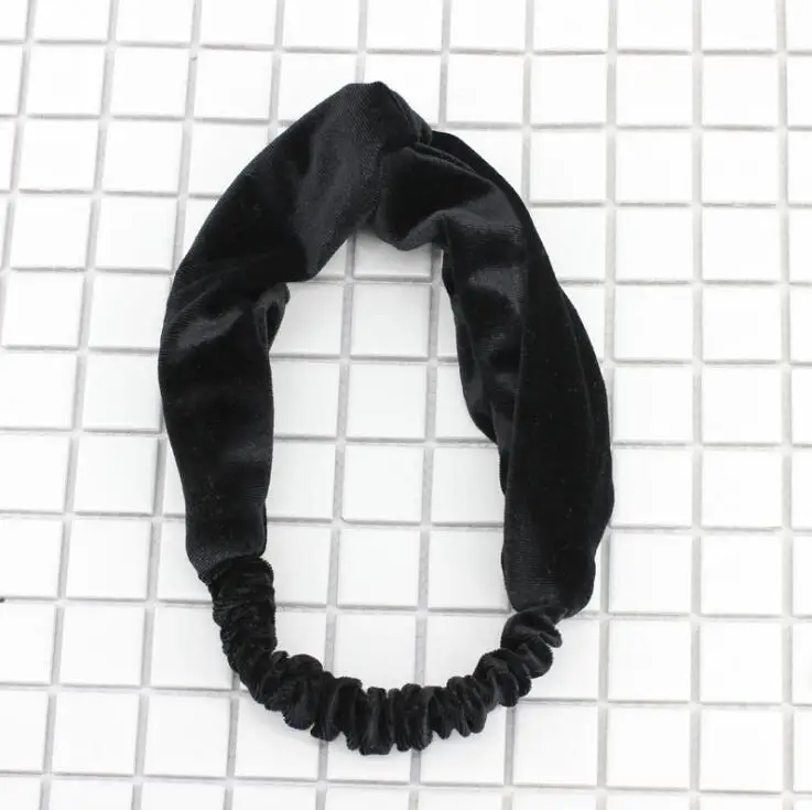 Women Girls Fashion Velvet Knitted Korean Solid Bezel Hairband Hair Accessories Elegant Cross Headband Ornament For Female Girls - Цвет: Color 7