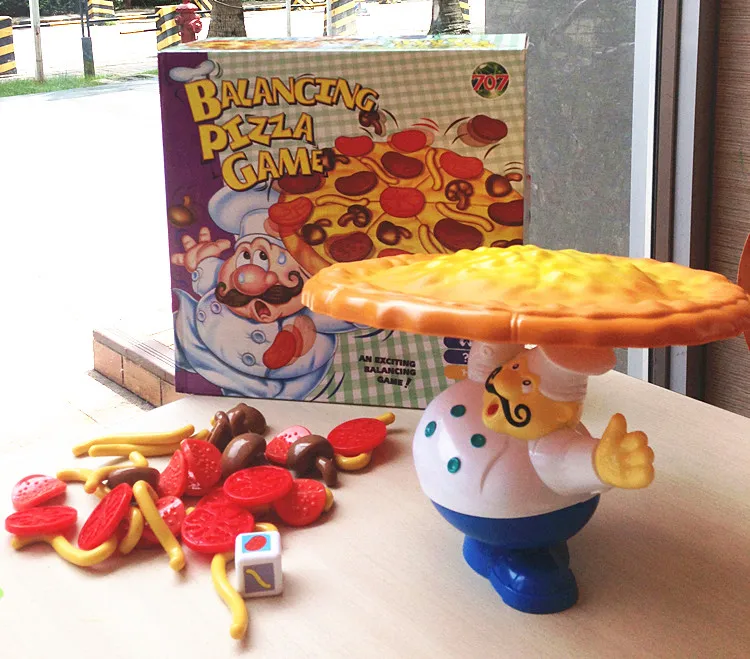 Pizza balance game pile up balancing desktop toy pretend play food