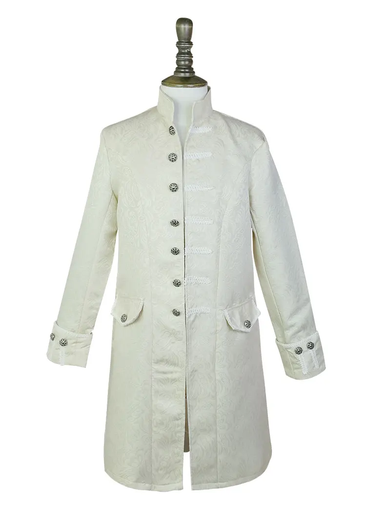 Средневековый цена панк стимпанк куртка с длинным рукавом Ретро для мужчин форма костюмы Пальто Хэллоуин косплэй средневековы - Цвет: White