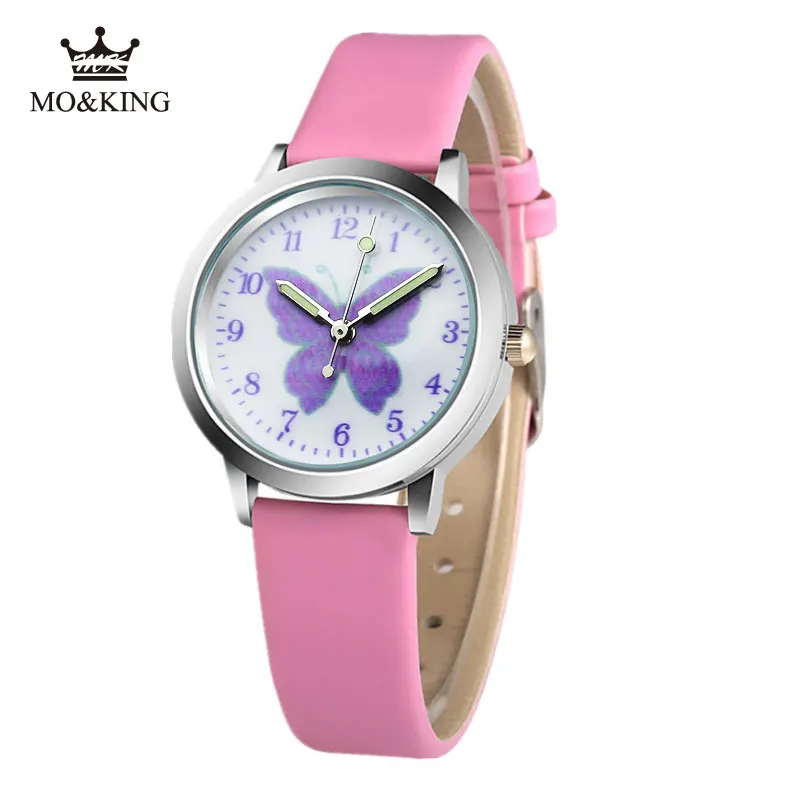 2018 Новый relojes мультфильм детей часы фиолетовая бабочка модная детская одежда