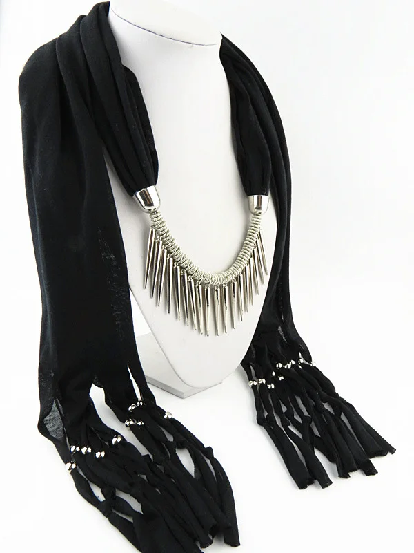 Спайк кисточкой шарф ожерелье шарфы с подвесками осеннее женское ожерелье шарф Шарм богемное ювелирное изделие подарок