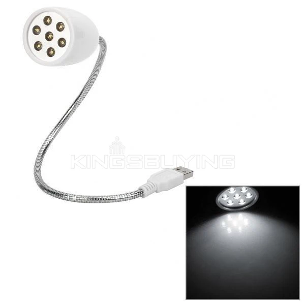 Flexible USB 2.0 7-LED 6500K White Desk Lamp - + Silver #1700459 | Компьютеры и офис
