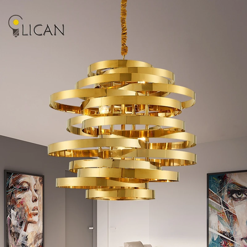 

LICAN Modern Led Pendant Chandeliers Lights For Living Room Dining Room Home Decoration brands Hanging lamp Gold Big Chandeliers
