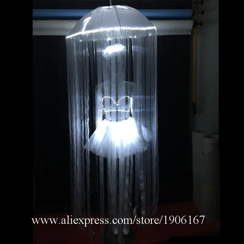 Nightclub Bar GOGO Combination LED Light Bikini Dance Team Guest Jellyfish Umbrella Party Sexy Illuminated Costumes06