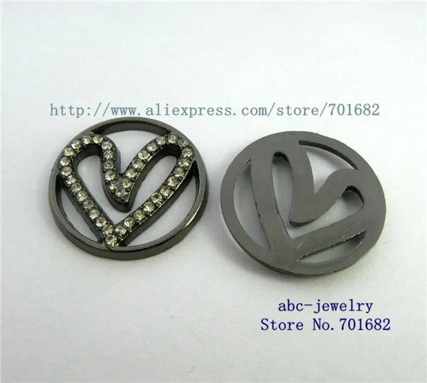 5pcs gun black heart floating plates 22mm fit 30mm Floating Charm Locket as mother Dad friend sister brother grandma gift | Украшения и