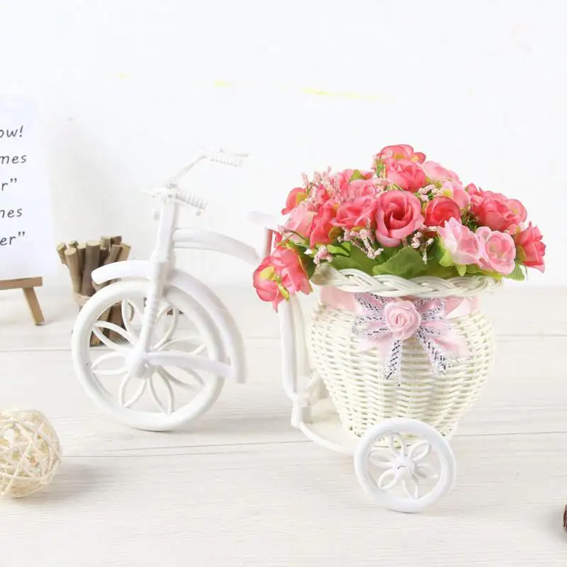 

New Artificial Flower Wheeled Tricycle Daisy Bonsai Vintage Fake Flowers Pot Home Office Party Wedding Decoration