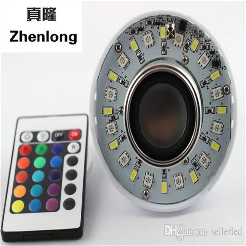 Беспроводная 12 Вт мощность E27 RGB светодиодная лампа 85 265 в Bluetooth динамик умная