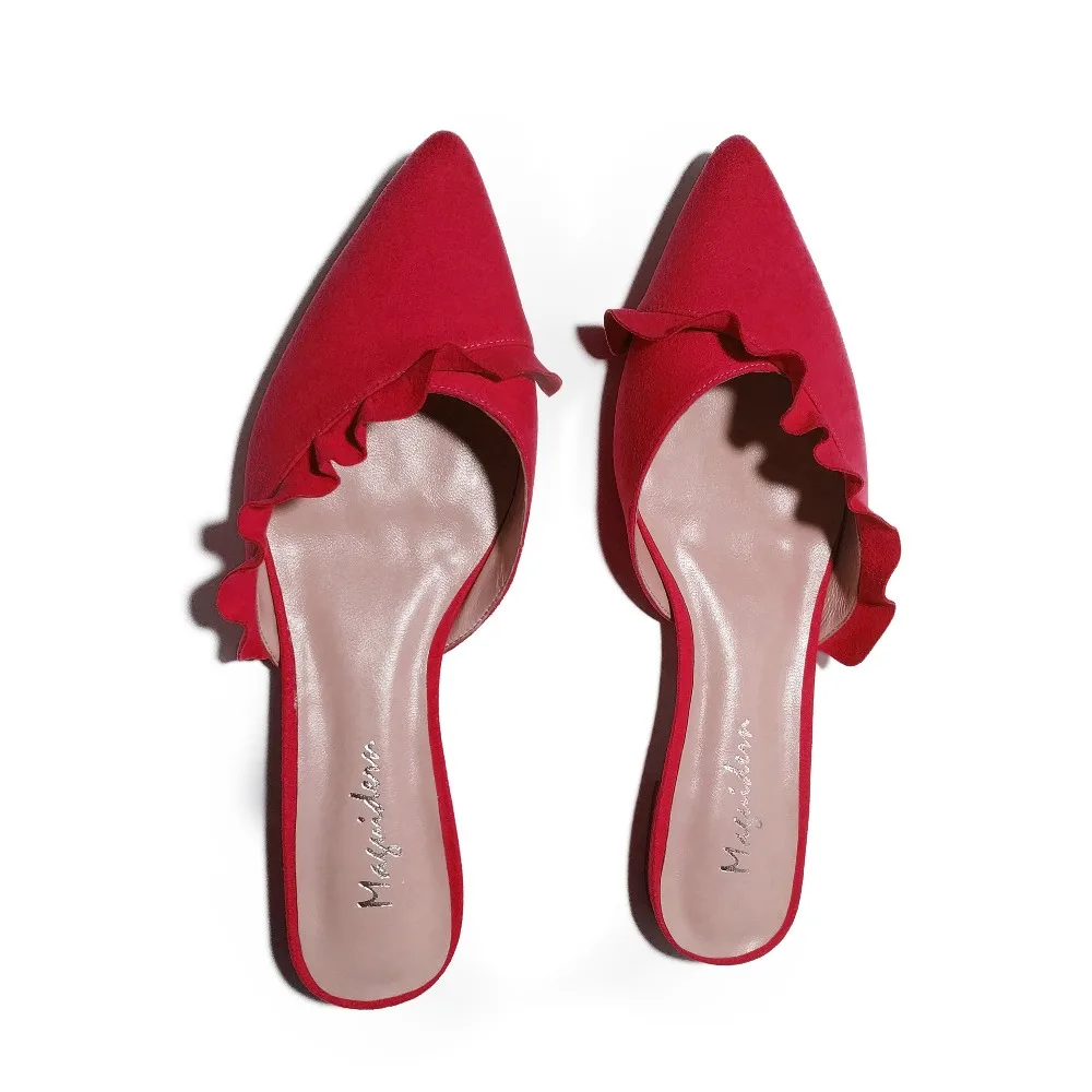 Maguidern Ruffle Trimmed Slides Backless Slippers_13