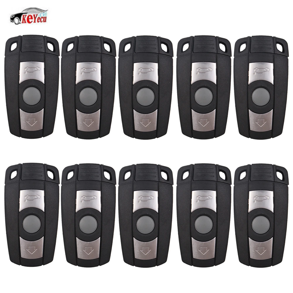 

KEYECU 10Pcs/lot Replacement Shell Smart Keyless Remote Key Case Cover Fob for BMW 1 3 5 6 Series X5 X6 M5 M6 +Uncut Blank Blade