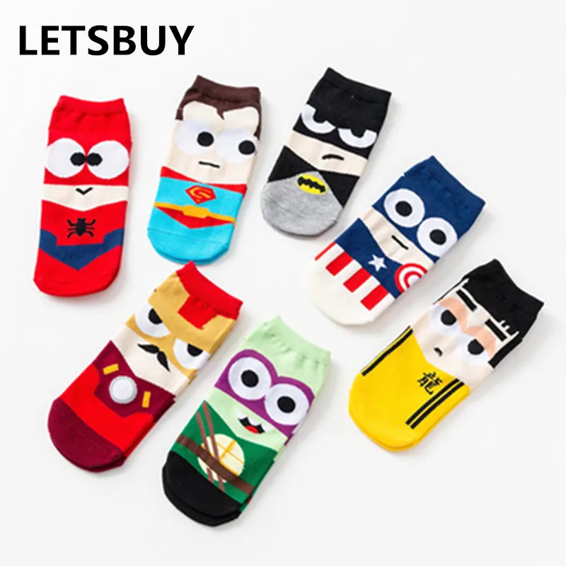 

LETSBUY 7pairs=1 Lot superheroes superman batman american cotton sock slippers invisible sock ankle socks