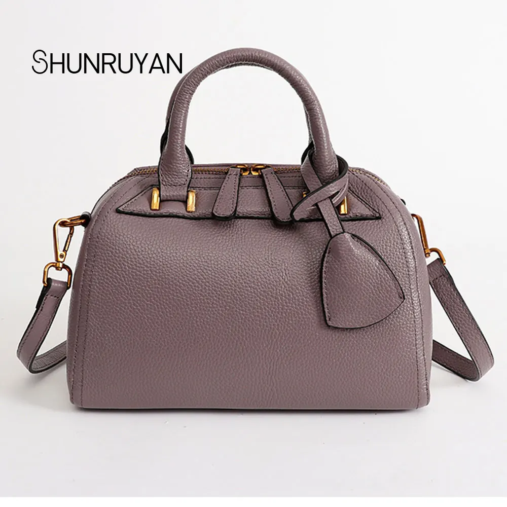 

SHUNRUYAN New Fashion Women Genuine leather Duoble Zipper Casual Shoulder Crossbody Bag Messenger Bags Handbags Ladies Party Bag