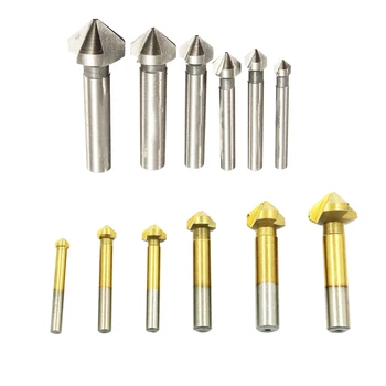 

6pcs 3 Flute Titanium Chamfer Chamfering End Mill Cutter Bit Countersink Drill Bit 90 Degree Countersink Drill Bit Counter Sink