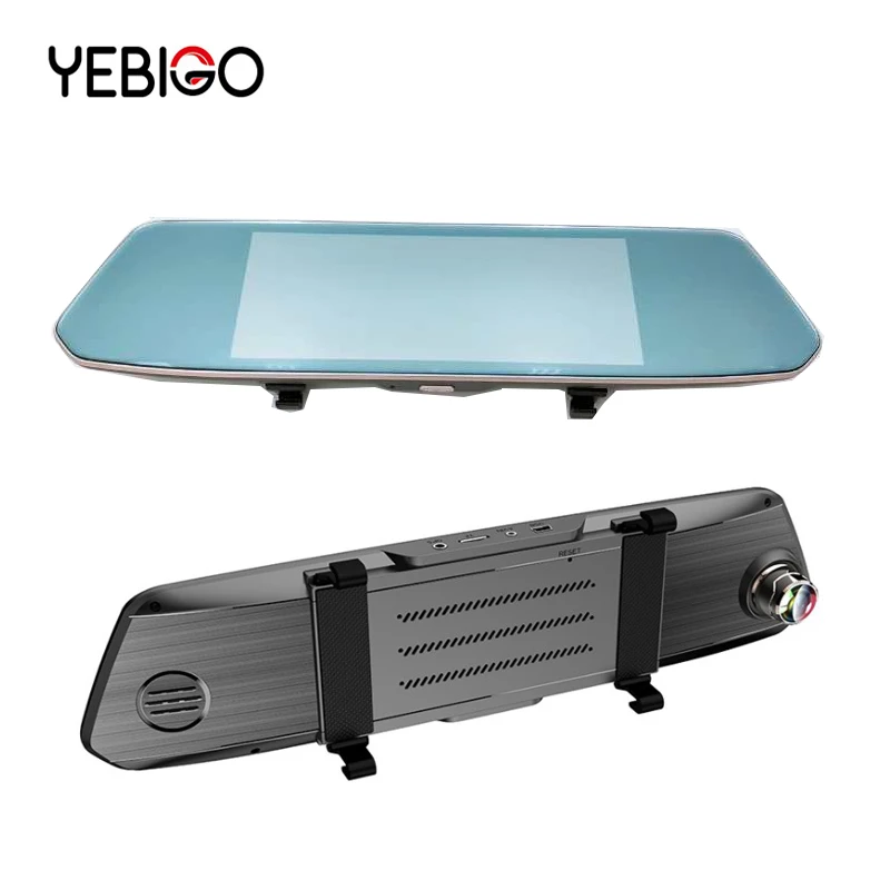 Автомобильный видеорегистратор YEBIGO с двумя объективами 7 0 дюйма Full HD 1080P зеркало