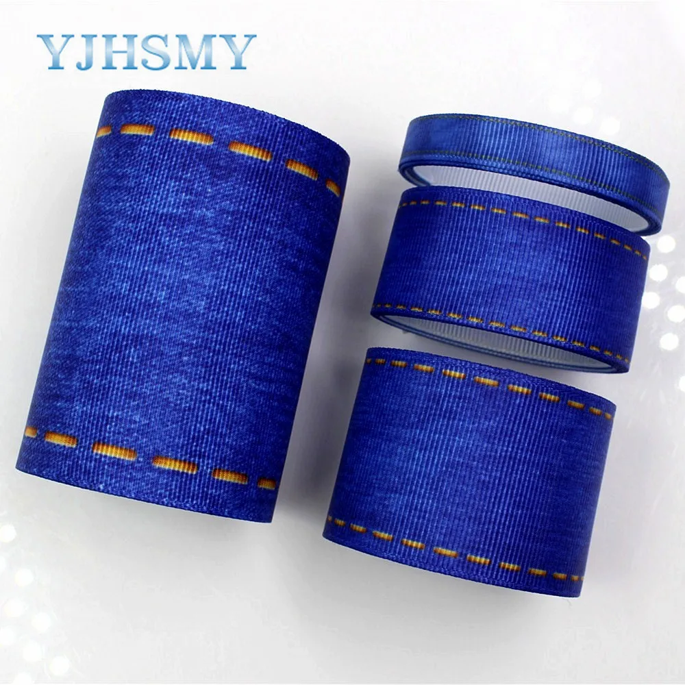 

YJHSMY G-18524-294,10 yards 10/25/38/75mm jeans series Printed grosgrain ribbons,DIY Hair accessories Material wedding gift wrap