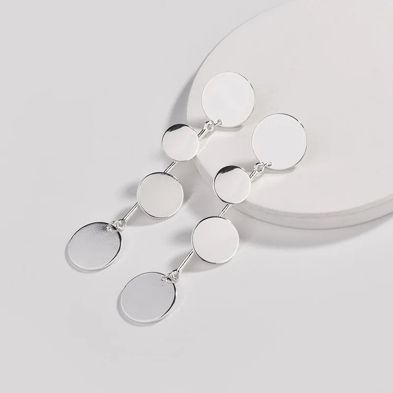 

ZWPON 2018 Round Disc Motif Statement Long Earrings for Women Simple Minimalist Personalized Geometric Earring Jewelry Wholesale