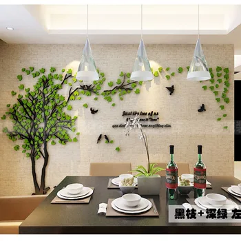 

3D Acrylic Wall Sticker Couple Tree Wall Sticker Home Living Room Bedroom TV Background Wall Fashion Green Wall Sticker