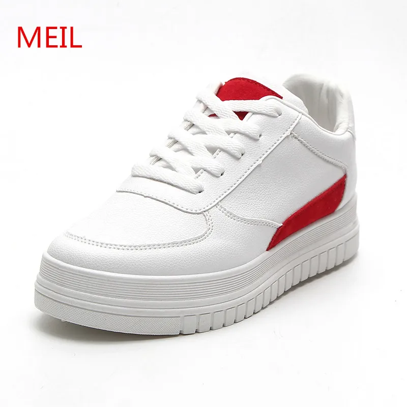 

MEIL Height Increasing Shoes Woman Platform sneakers women Shoes White Casual Canvas shoes sapatos For platform Trainers
